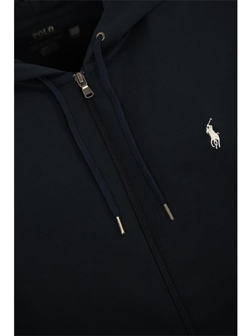 Felpa con zip con logo in cotone navy POLO RALPH LAUREN | 710 888282002